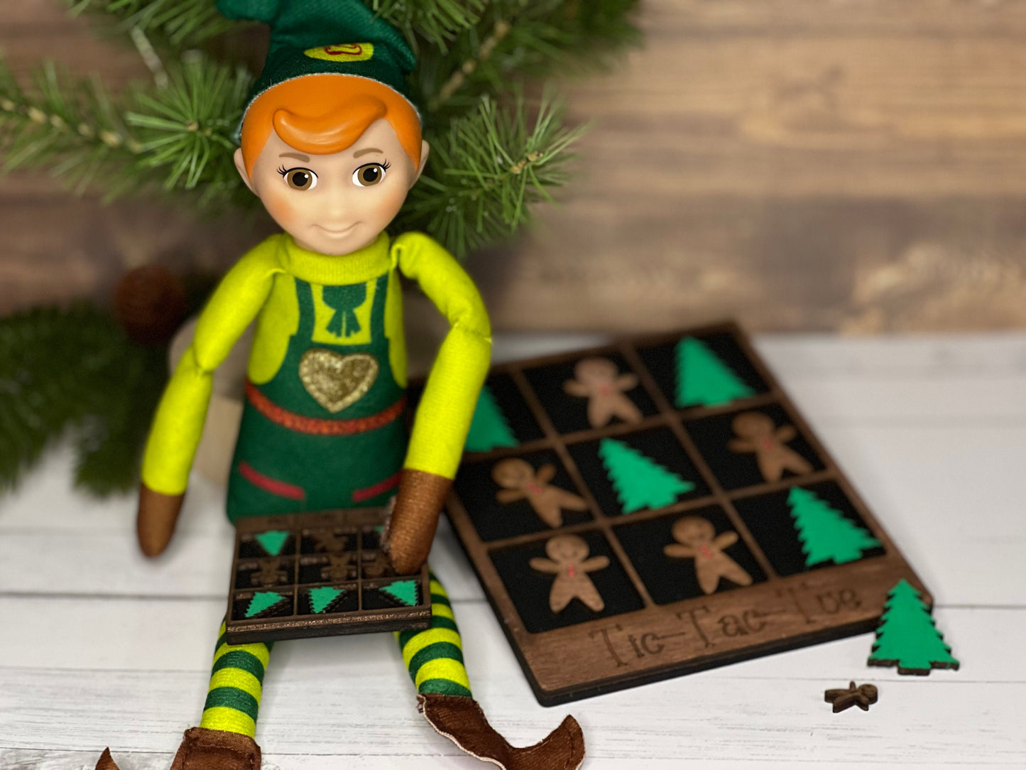 Christmas Tic Tac Toe, Christmas Game, Stocking Stuffer, Elf Tic Tac Toe, Elf decor