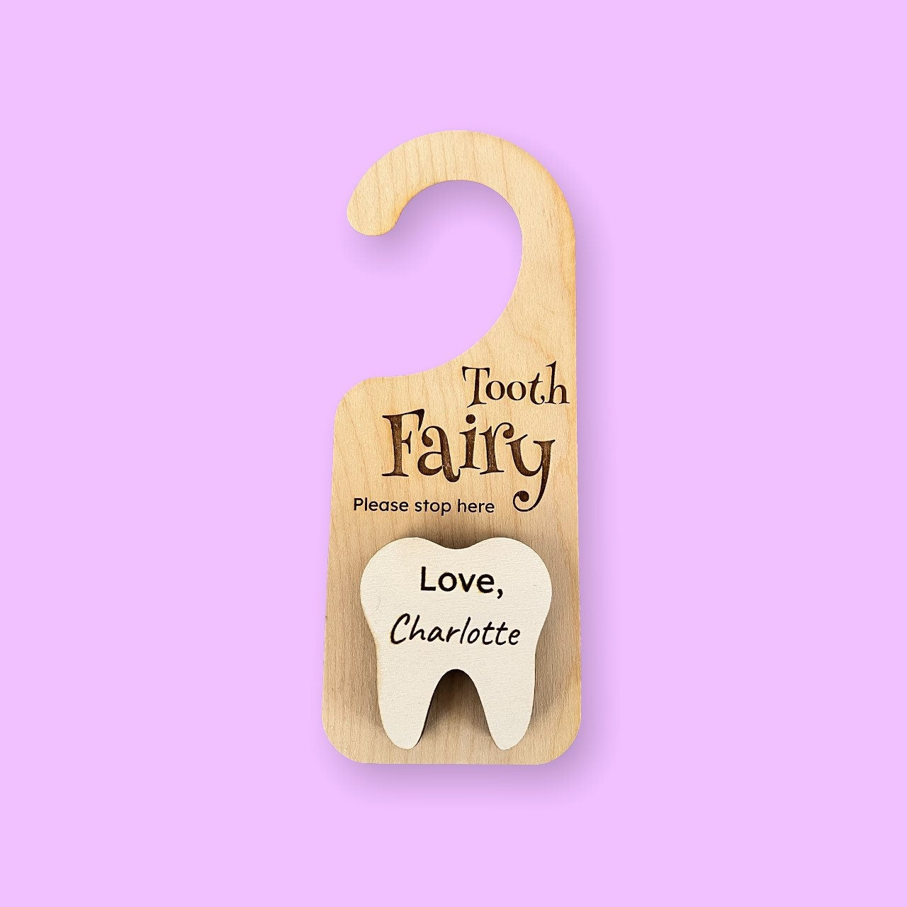 Tooth Fairy Please Stop Here door hanger, Personalized tooth and money holder, Whimsical child’s gift, messy room solution