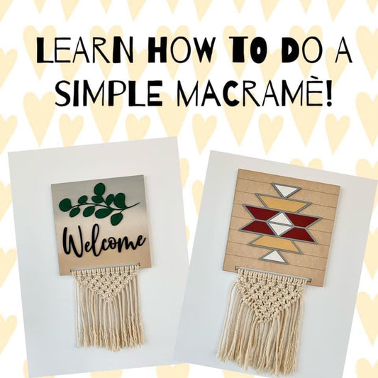 DIY Craft Kit, Macrame - Welcome with Leaves Sign, Geometric modern sign